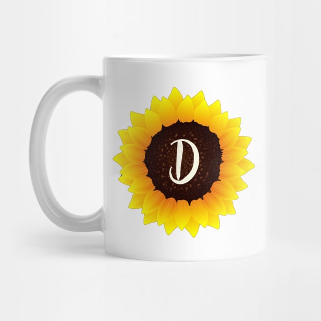 Floral Monogram D Bright Yellow Sunflower by floralmonogram